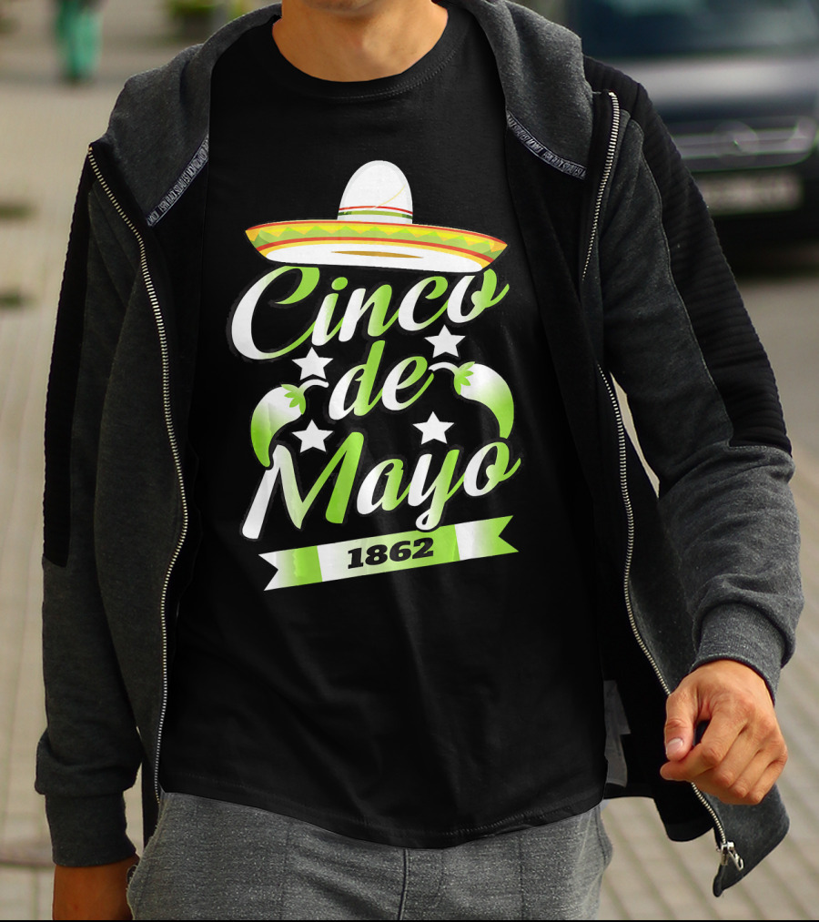 Cinco De Mayo 1862 Sombrero Mexican Cele Celebration With Stars And Sombrero T-Shirt