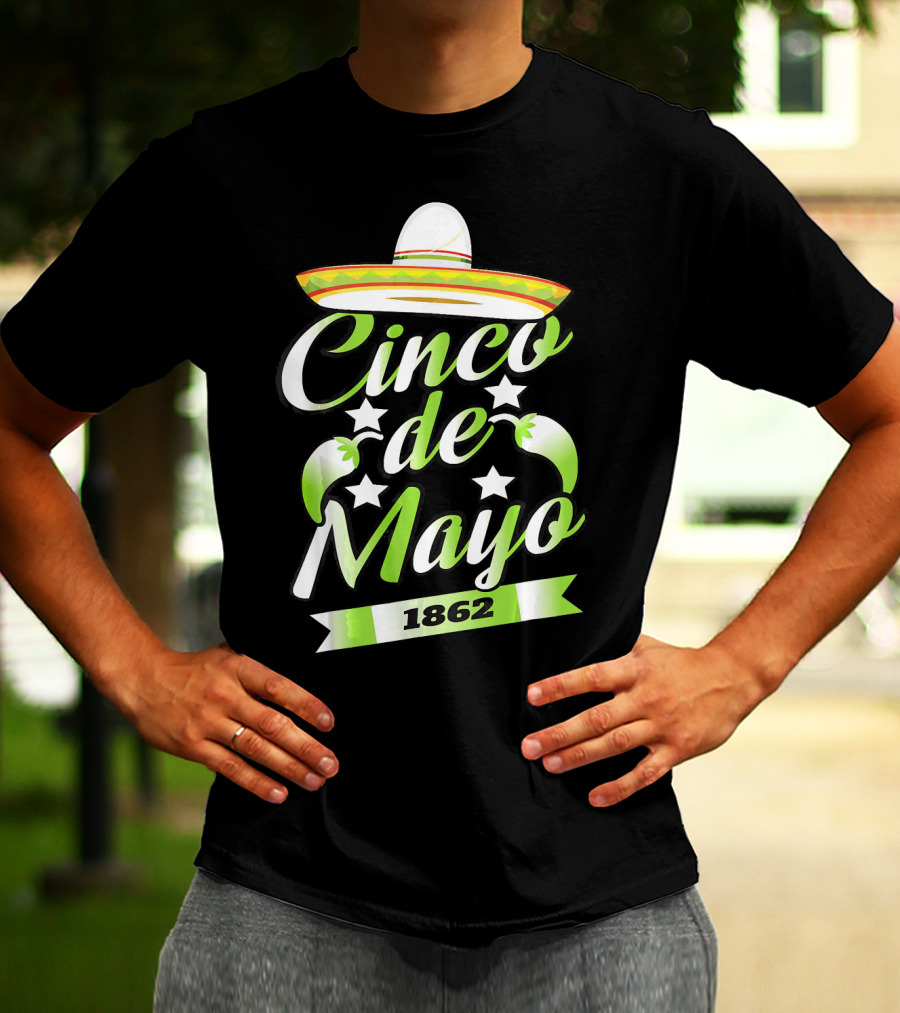 Cinco De Mayo 1862 Sombrero Mexican Cele Celebration With Stars And Sombrero T-Shirt