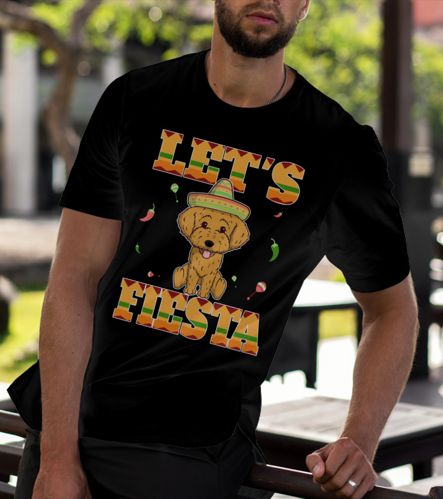 Let's Fiesta Goldendoodle Dog Cinco De Mayo Sombrero Maracas Peppers T-Shirt