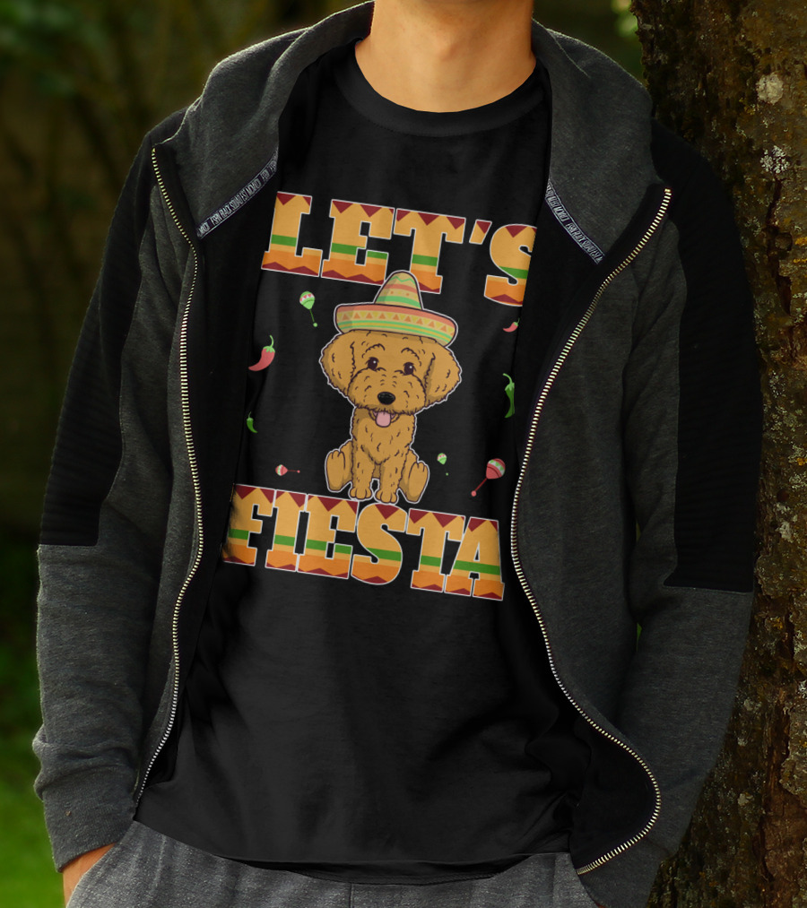 Let's Fiesta Goldendoodle Dog Cinco De Mayo Sombrero Maracas Peppers T-Shirt