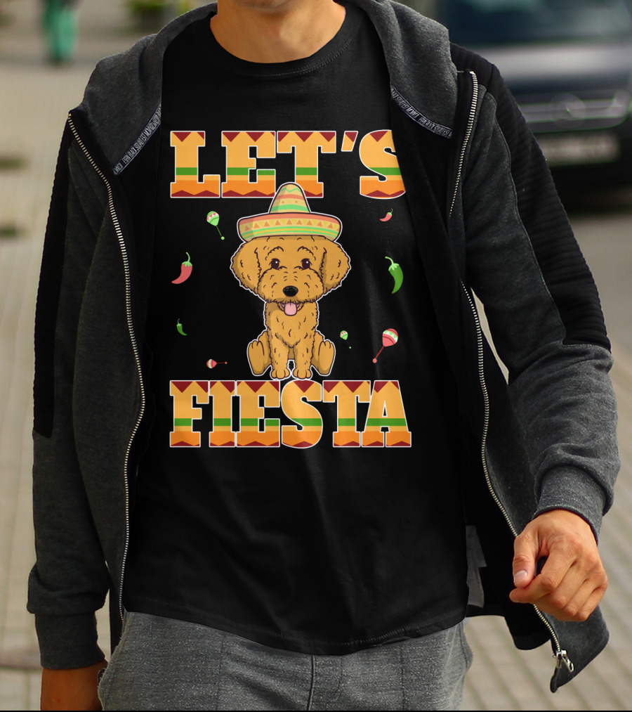 Let's Fiesta Goldendoodle Dog Cinco De Mayo Sombrero Maracas Peppers T-Shirt