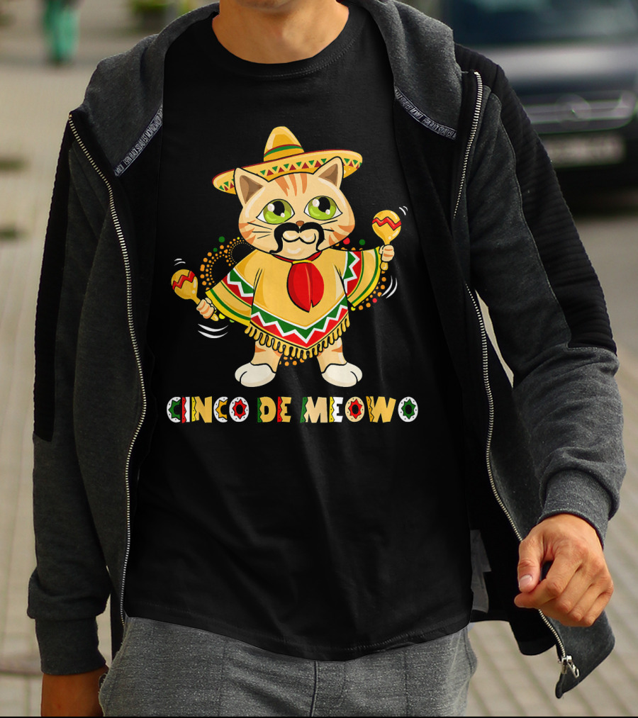 Cinco De Meowo Cat In Sombrero With Maracas T-Shirt