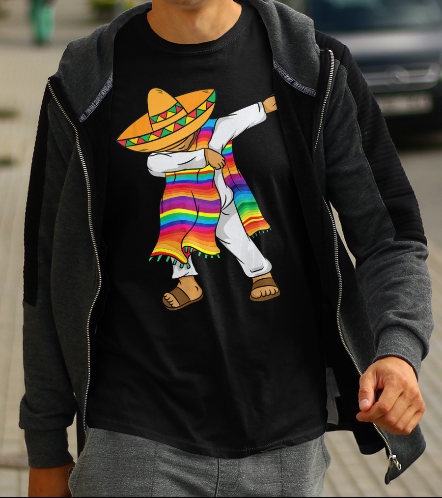 Dabbing Mexican Poncho Cinco De Mayo T-Shirt
