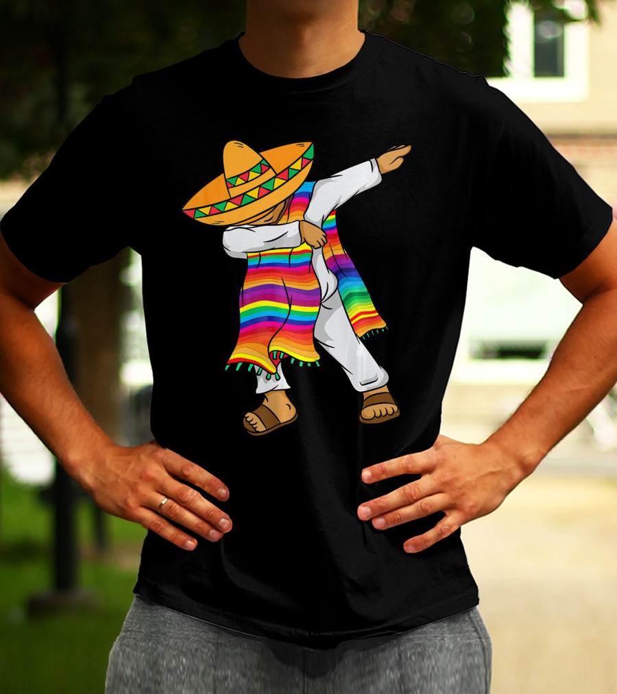 Dabbing Mexican Poncho Cinco De Mayo T-Shirt