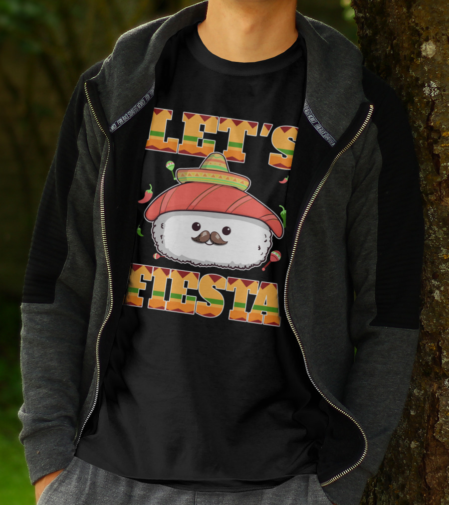 Let's Fiesta Sushi Cinco De Mayo Mexican Sombrero Cute Sushi T-Shirt