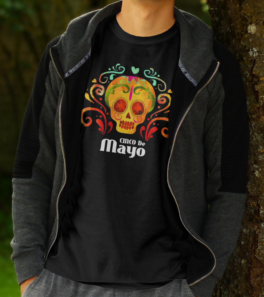 Cinco De Mayo Colorful Skull Vibrant T-Shirt