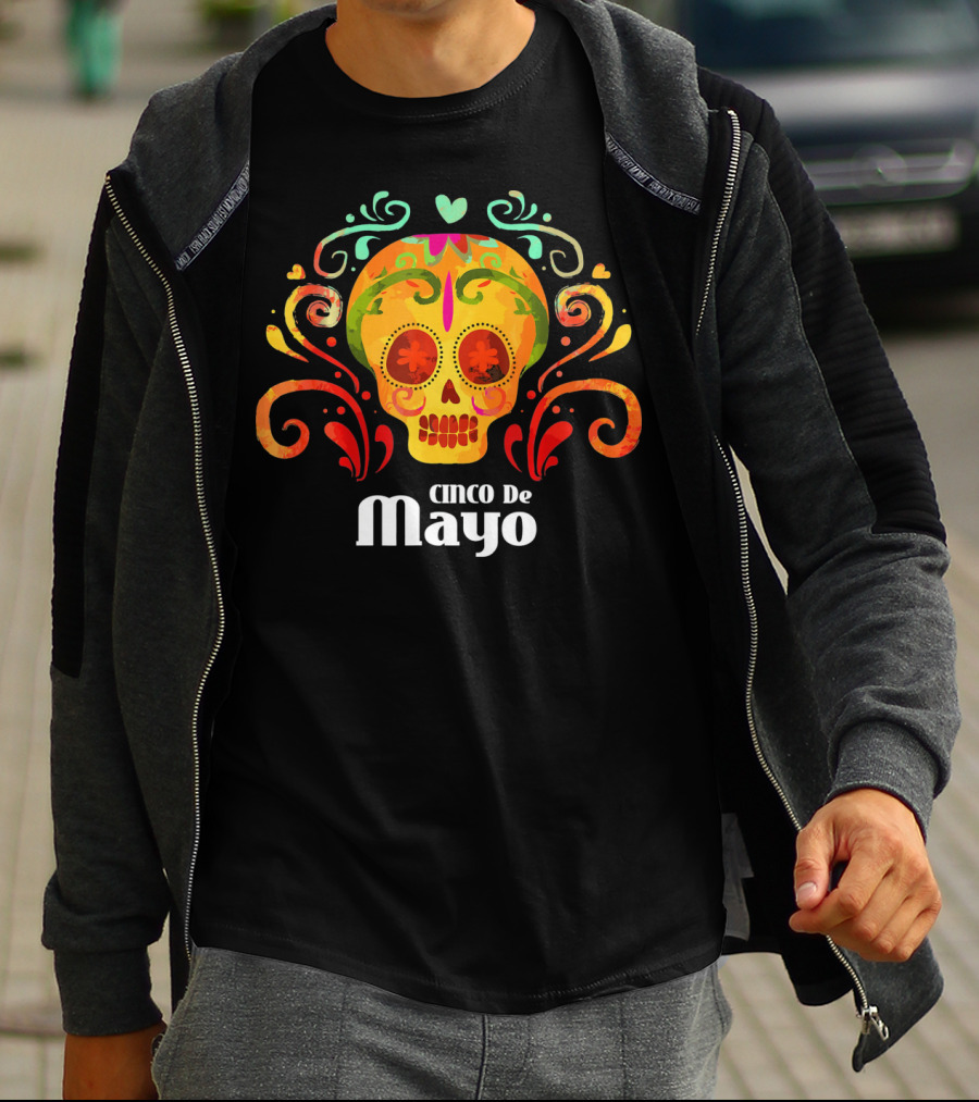 Cinco De Mayo Colorful Skull Vibrant T-Shirt
