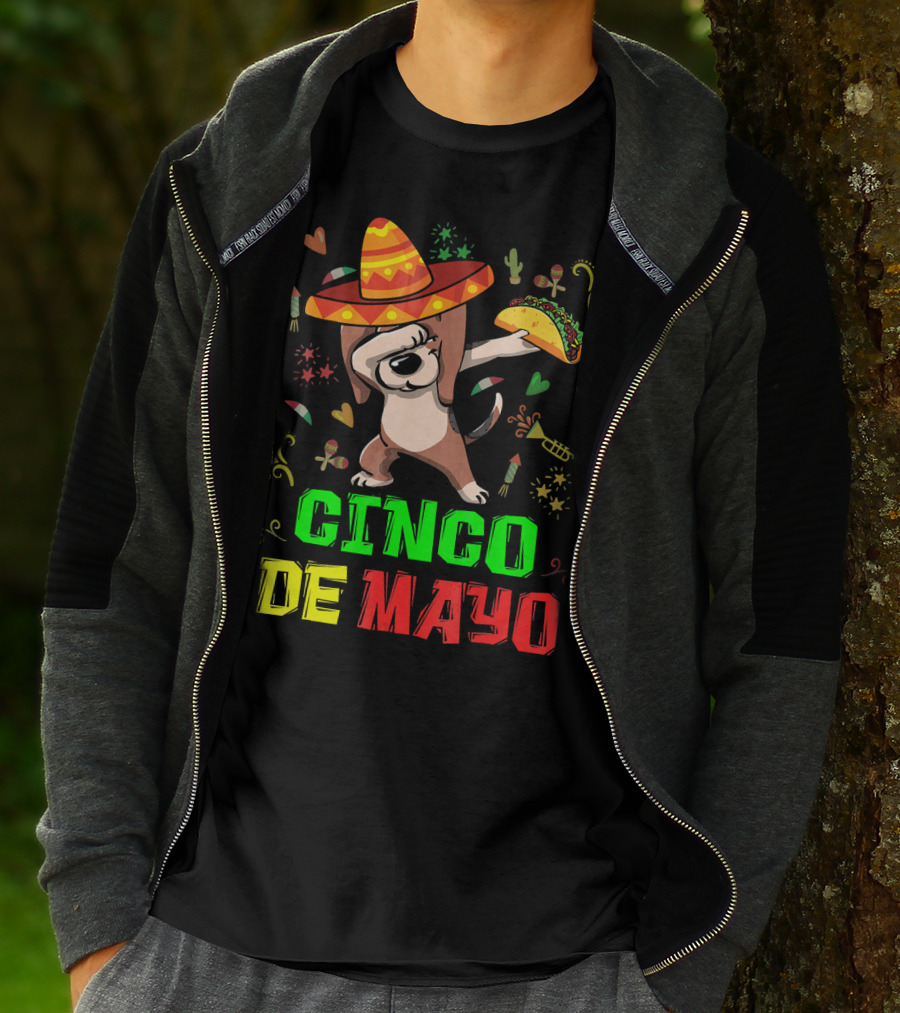 Cinco De Mayo Dabbing Taco Fiesta Dog Sombrero T-Shirt