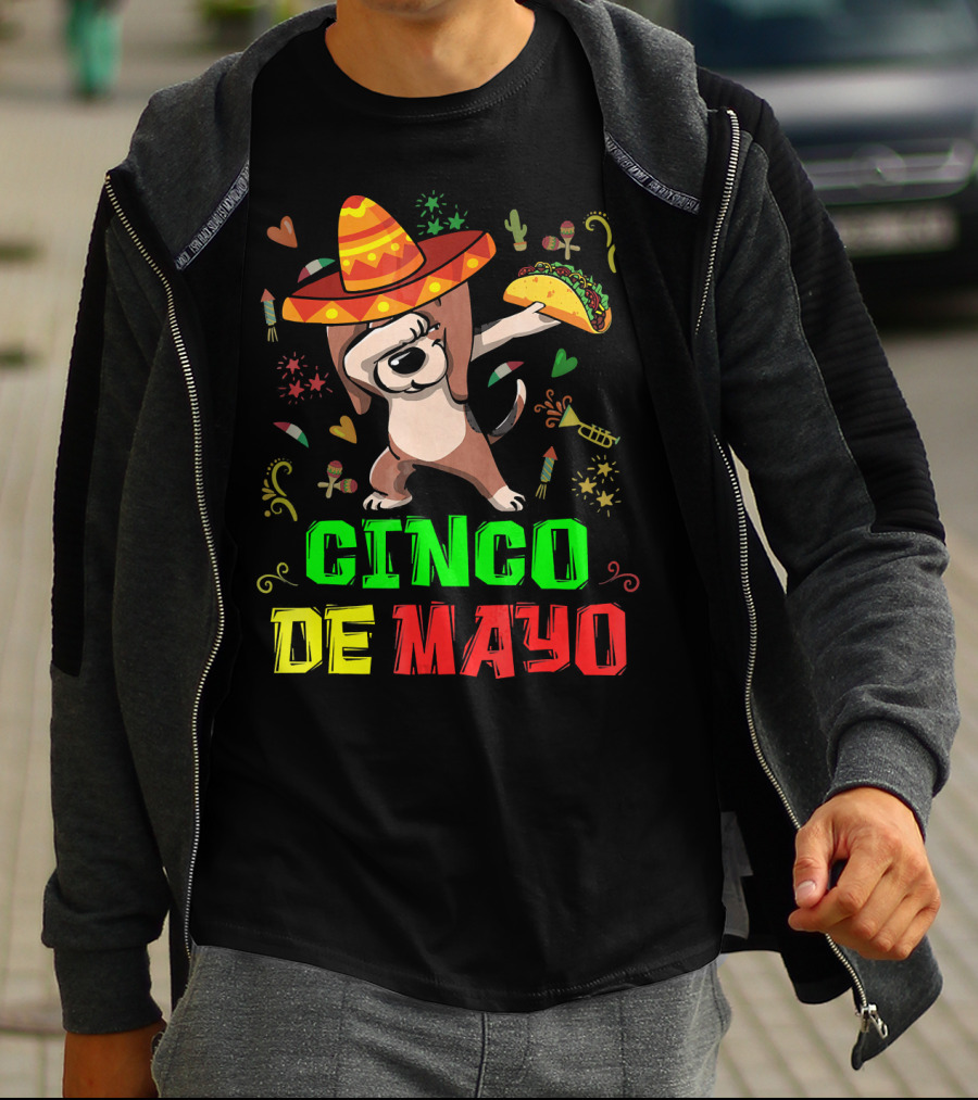 Cinco De Mayo Dabbing Taco Fiesta Dog Sombrero T-Shirt