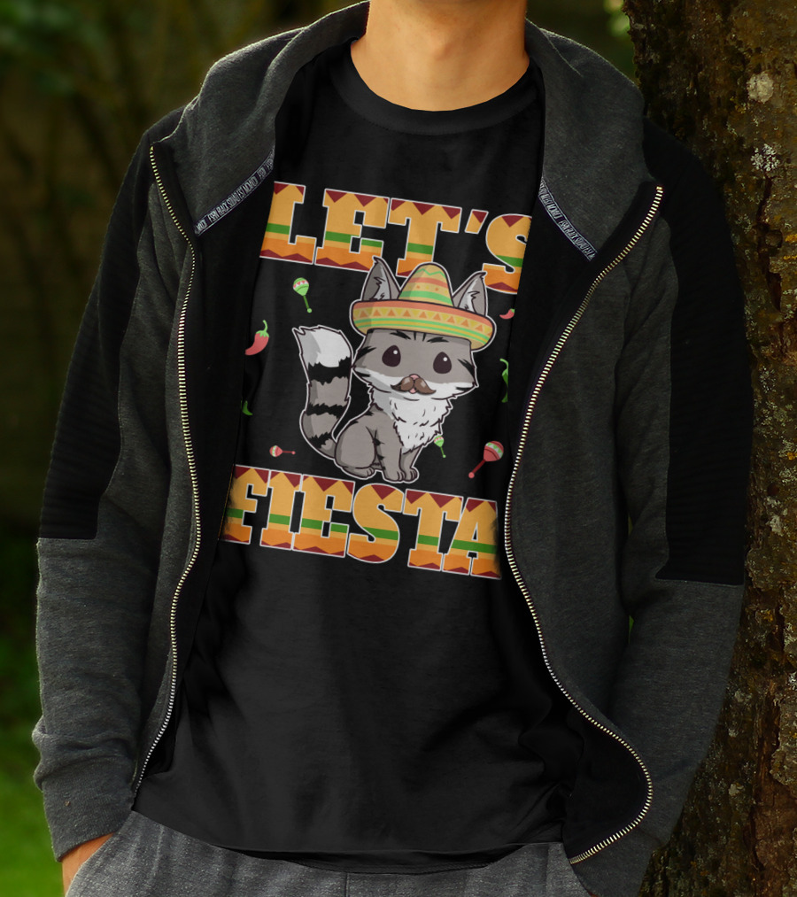 Let's Fiesta Cat Sombrero Chillies Cinco De Mayo Mexican T-Shirt
