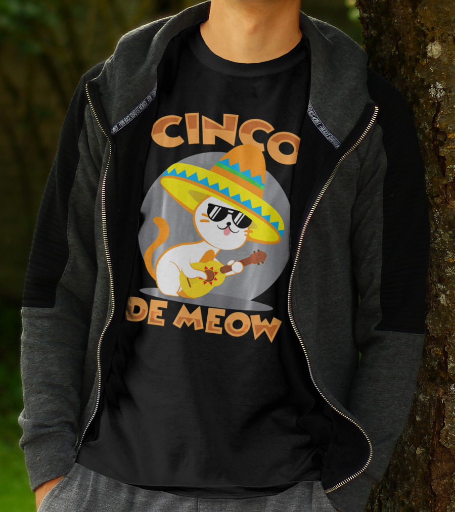 Cinco De Meow Cat Sombrero Guitar Fiesta T-Shirt