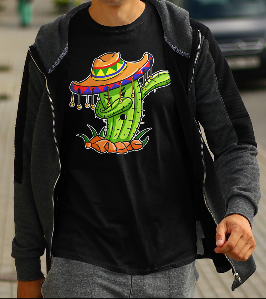 Dabbing Cactus Sombrero Cinco De Mayo T-Shirt
