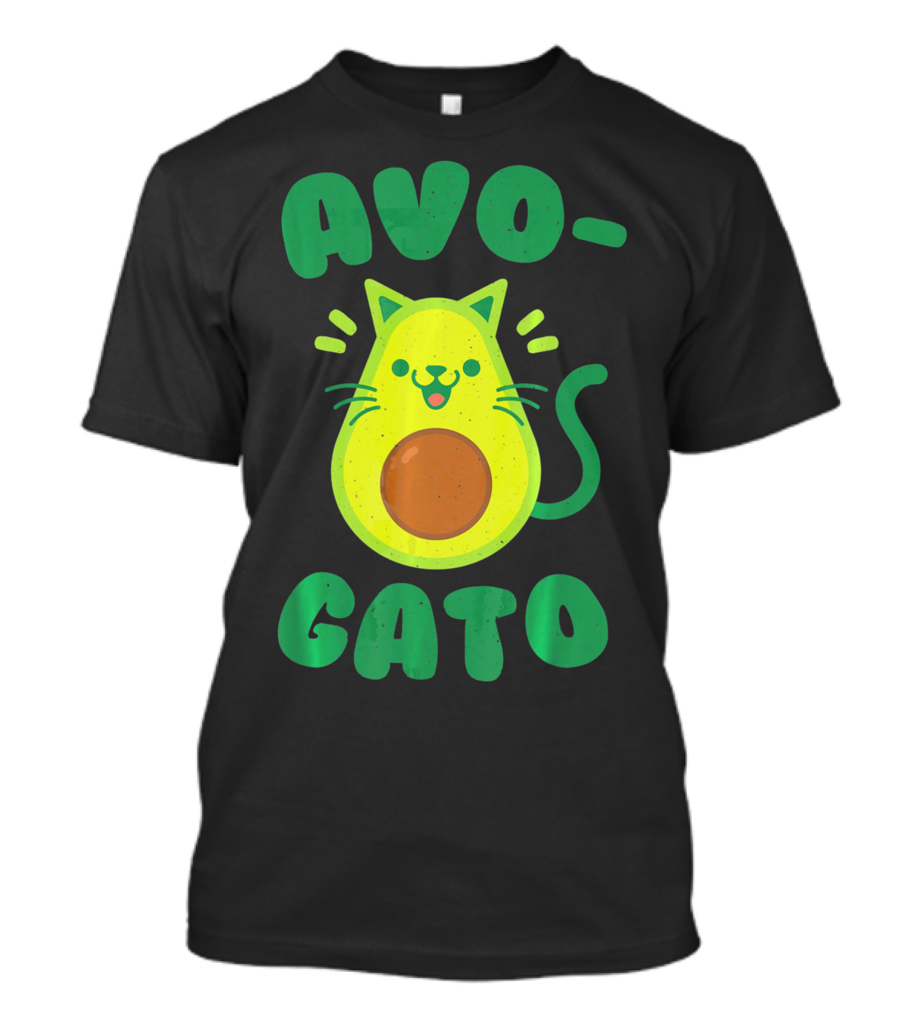 Avogato Avocado Cat Playful Green Fun T-Shirt