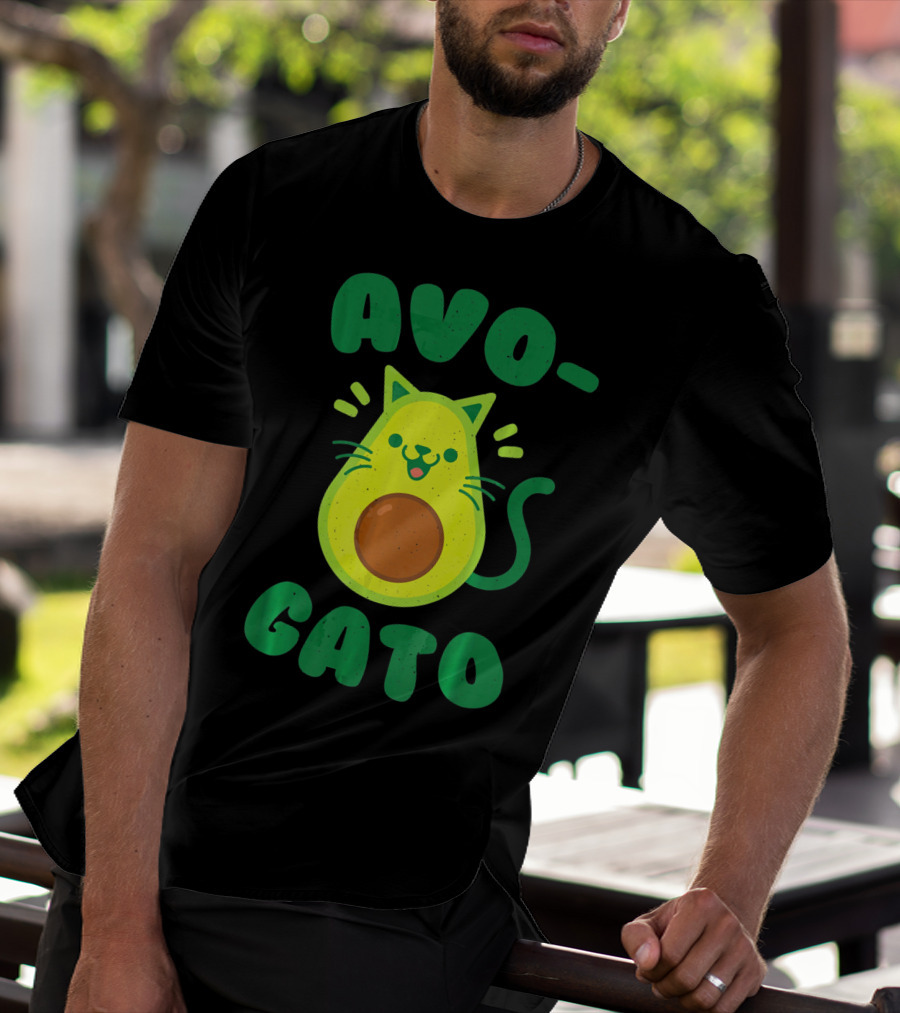 Avogato Avocado Cat Playful Green Fun T-Shirt