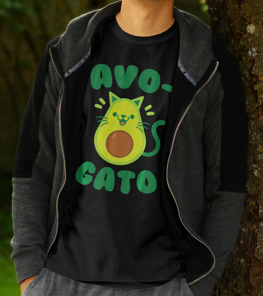 Avogato Avocado Cat Playful Green Fun T-Shirt