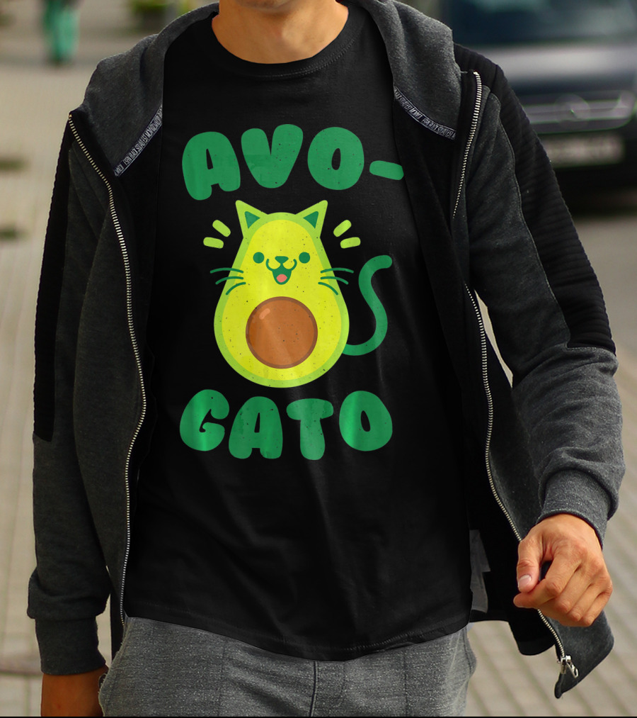 Avogato Avocado Cat Playful Green Fun T-Shirt
