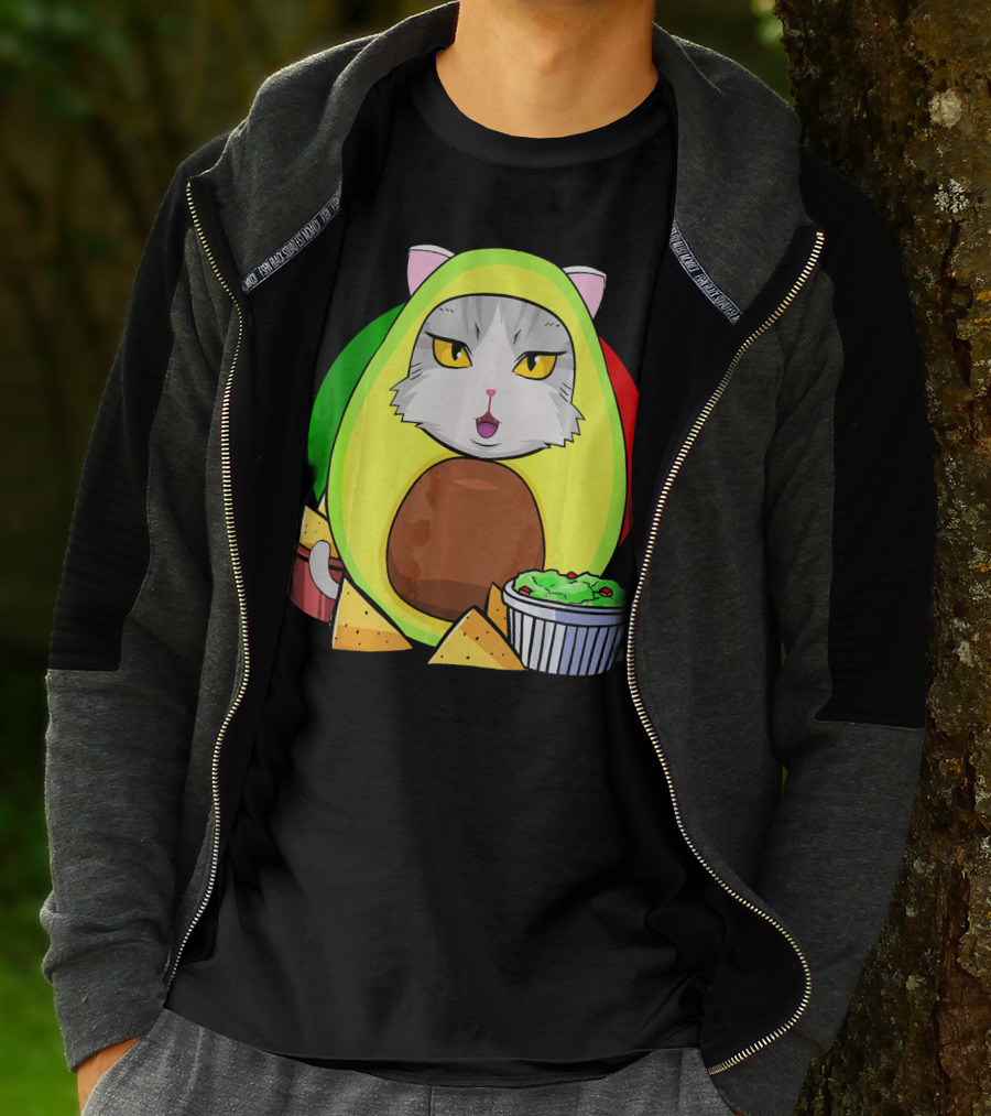 Cinco De Mayo Avogato Cat Avocado With Chips And Guacamole T-Shirt
