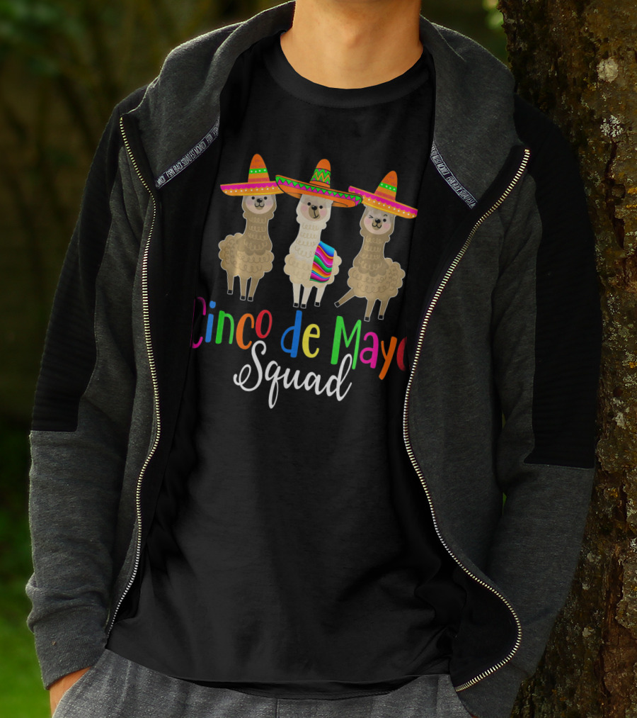 Cinco De Mayo Squad Llama Alpaca Trio Sombrero T-Shirt
