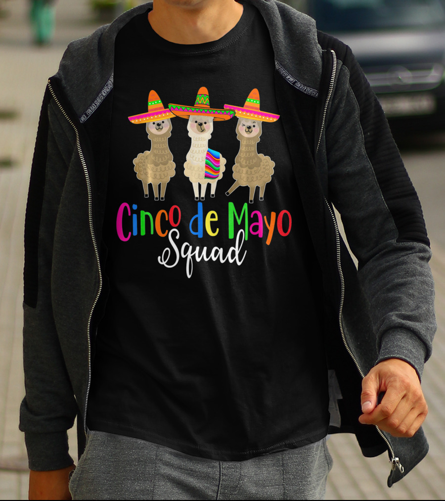 Cinco De Mayo Squad Llama Alpaca Trio Sombrero T-Shirt
