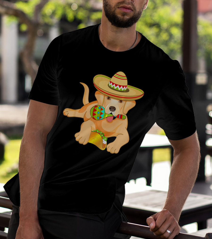 Cinco De Mayo Labrador Dog With Sombrero Taco And Maraca T-Shirt