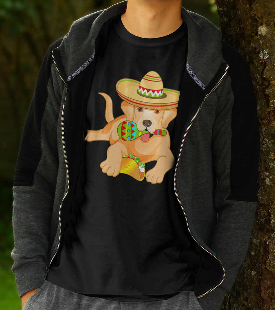 Cinco De Mayo Labrador Dog With Sombrero Taco And Maraca T-Shirt