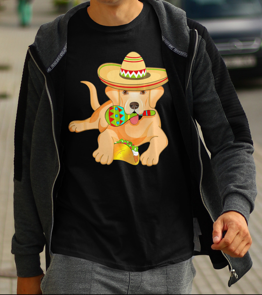 Cinco De Mayo Labrador Dog With Sombrero Taco And Maraca T-Shirt