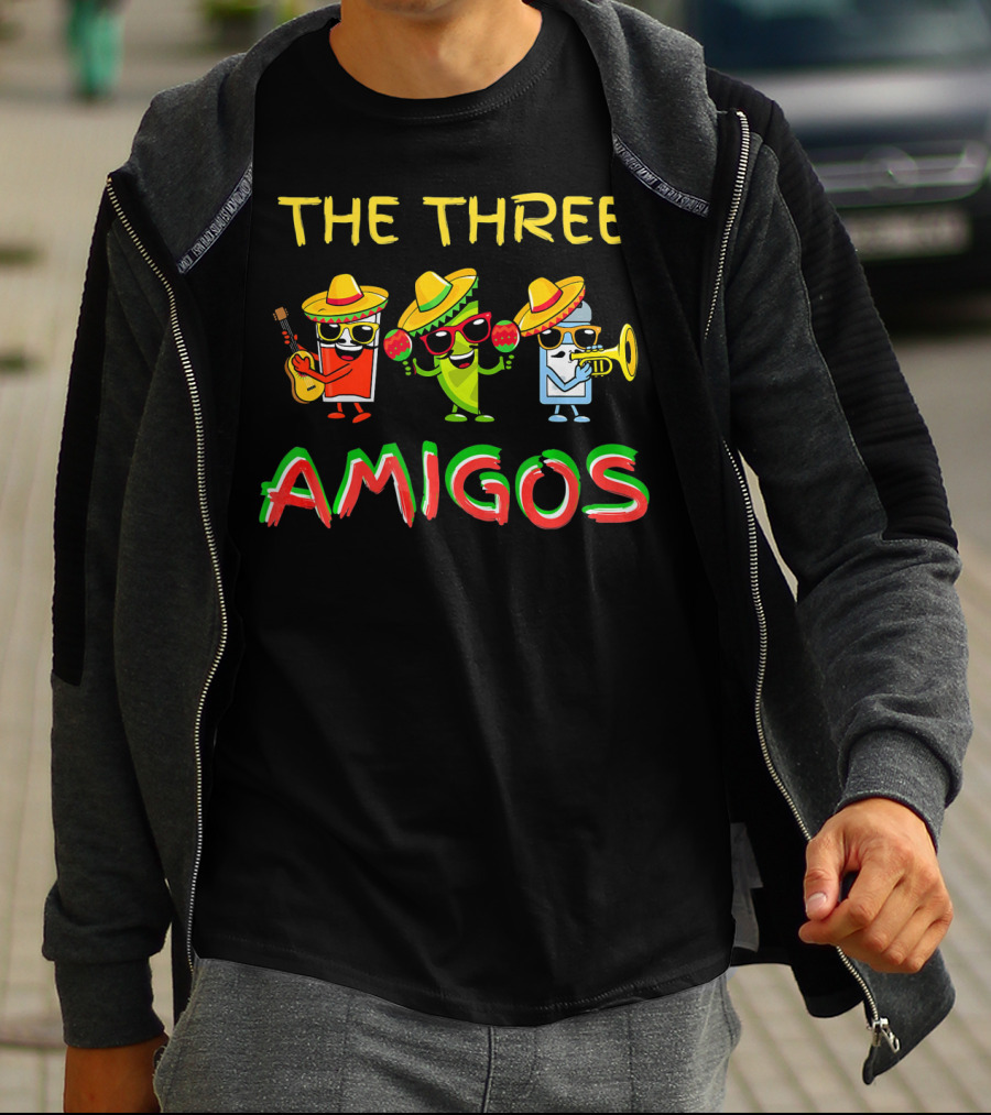 Funny Fiesta Cinco De Mayo The Three Amigos Sombrero Instruments T-Shirt