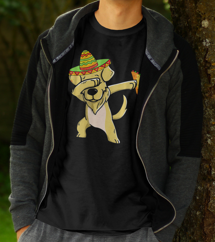 Golden Retriever Dabbing With Sombrero And Taco T-Shirt