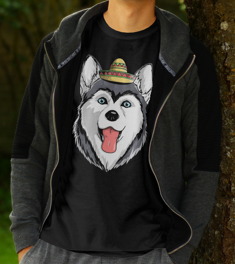 Fiesta Siberian Husky Sombrero Cinco De Mayo Mexi T-Shirt