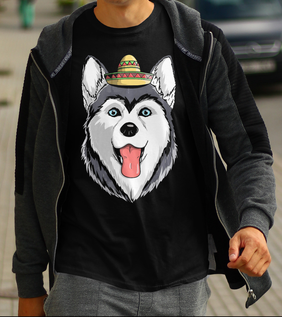 Fiesta Siberian Husky Sombrero Cinco De Mayo Mexi T-Shirt