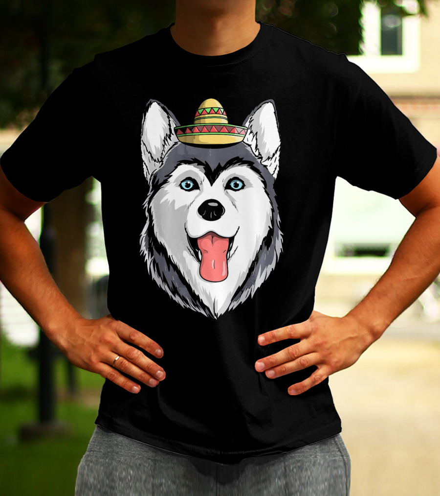 Fiesta Siberian Husky Sombrero Cinco De Mayo Mexi T-Shirt