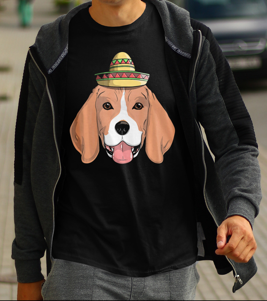 Beagle Dog Sombrero Fiesta Cinco De Mayo T-Shirt