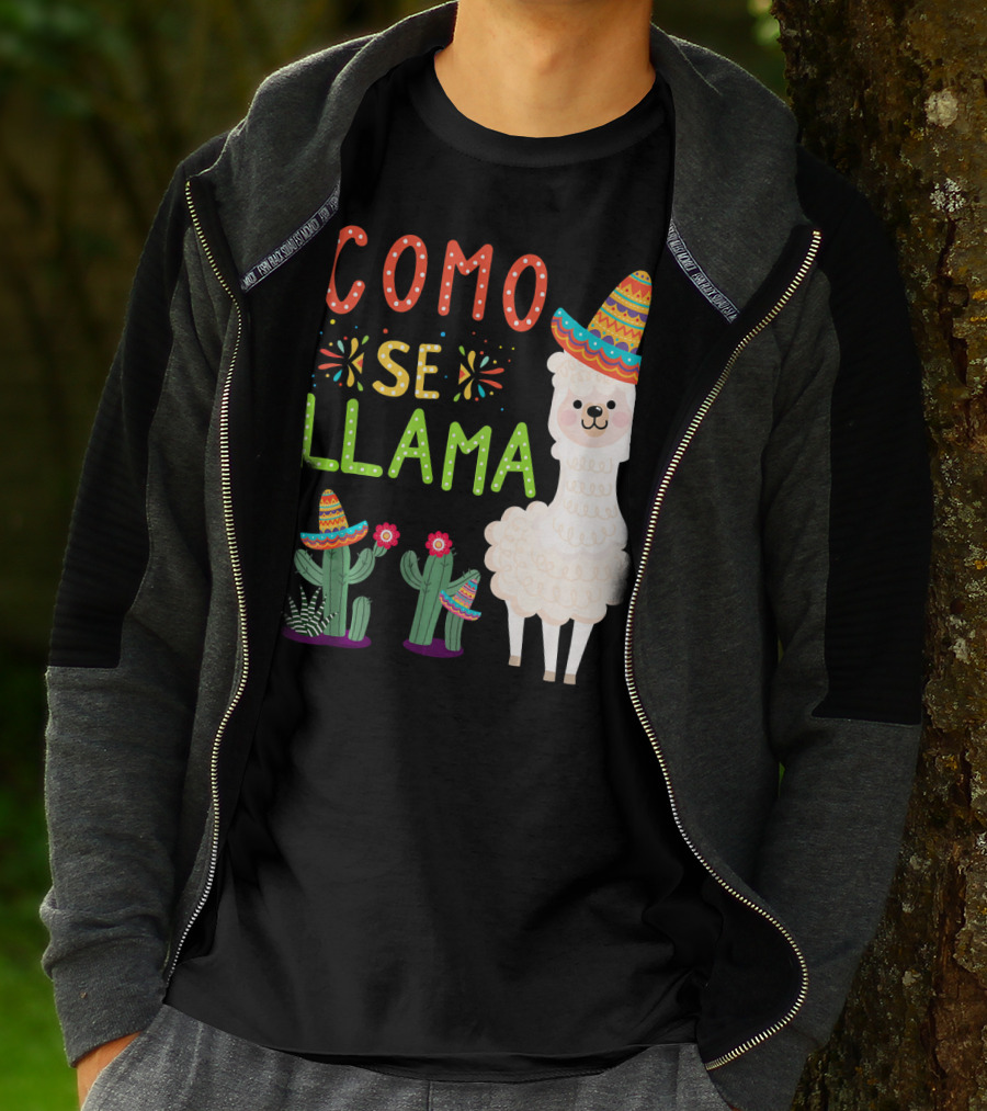 Como Se Llama Sombrero Llama And Cactus Fiesta Cinco De Mayo T-Shirt