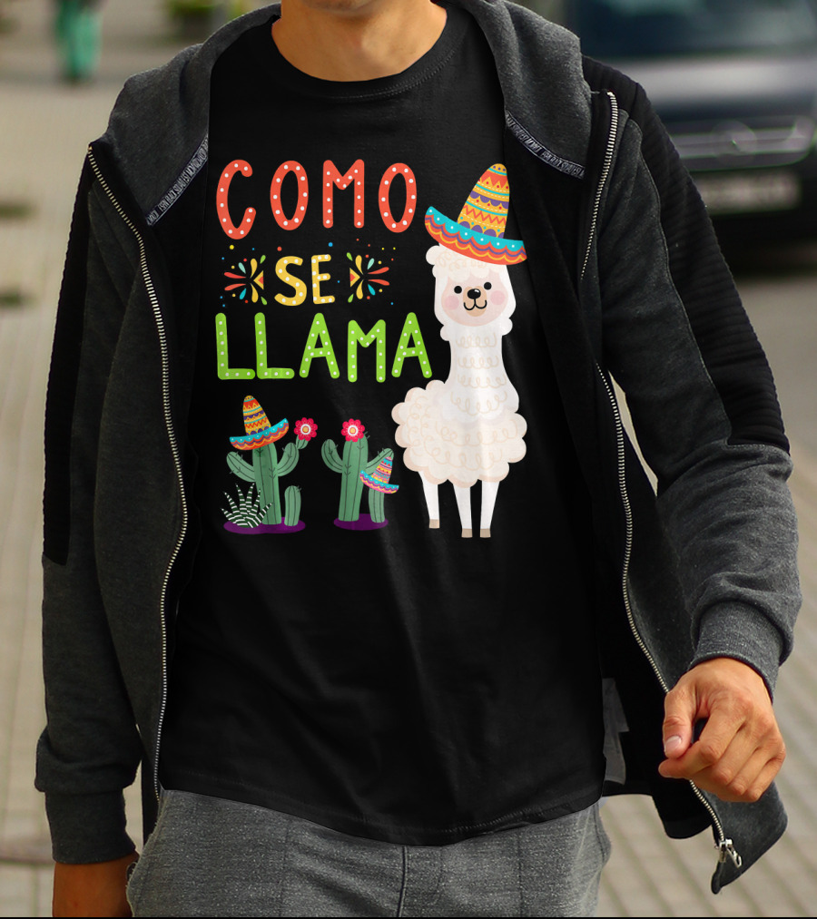 Como Se Llama Sombrero Llama And Cactus Fiesta Cinco De Mayo T-Shirt