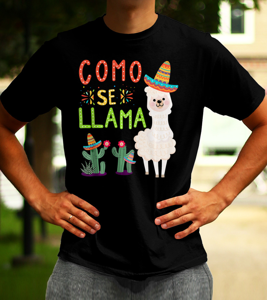 Como Se Llama Sombrero Llama And Cactus Fiesta Cinco De Mayo T-Shirt