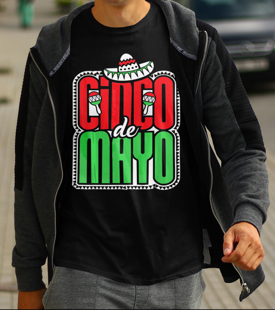 Cinco De Mayo Mexican Celebration Sombrero Maracas T-Shirt