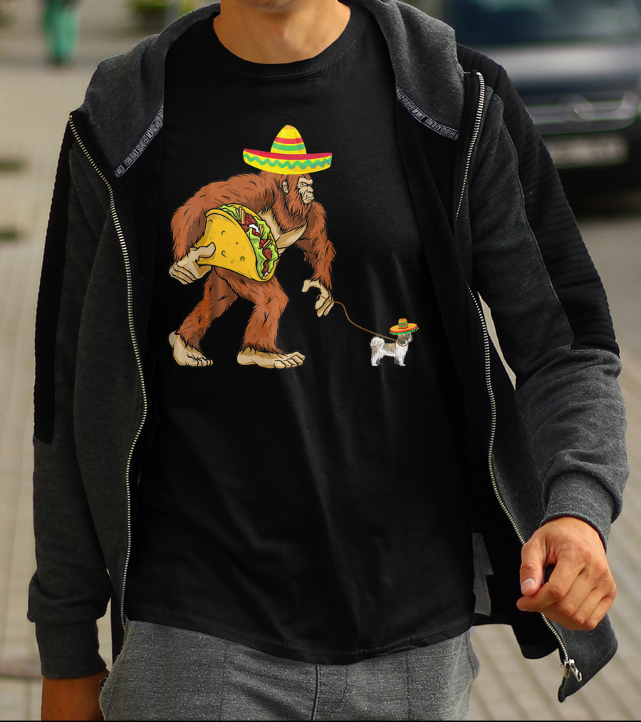 Cinco De Mayo Bigfoot Taco Shih Tzu Sombrero T-Shirt