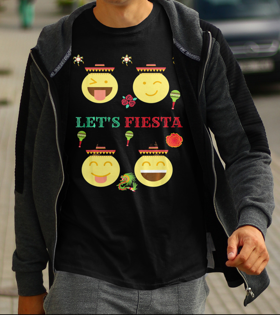 Let's Fiesta Funny Emoji Cinco De Mayo Mexica T-Shirt
