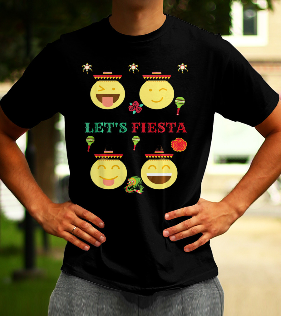 Let's Fiesta Funny Emoji Cinco De Mayo Mexica T-Shirt