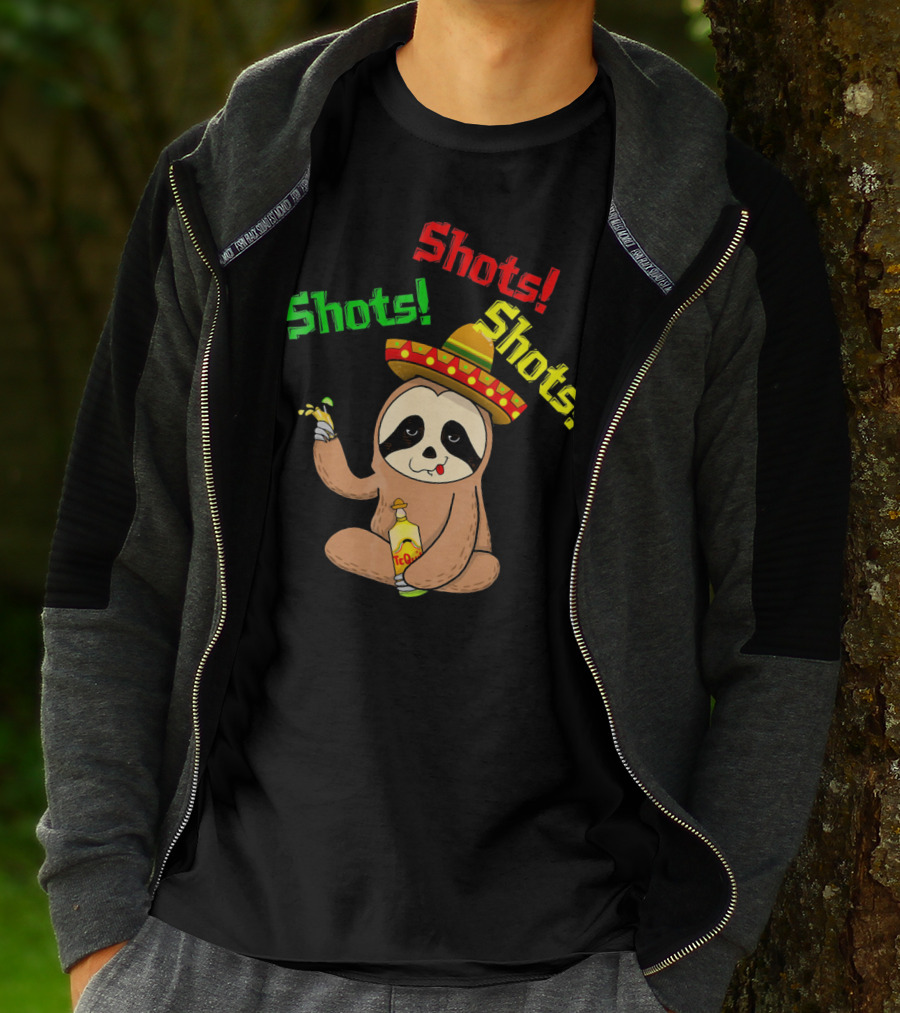 Cinco De Mayo Sloth Shots Tequila Sombrero T-Shirt