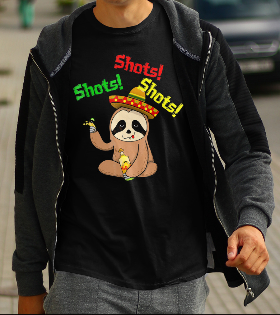Cinco De Mayo Sloth Shots Tequila Sombrero T-Shirt