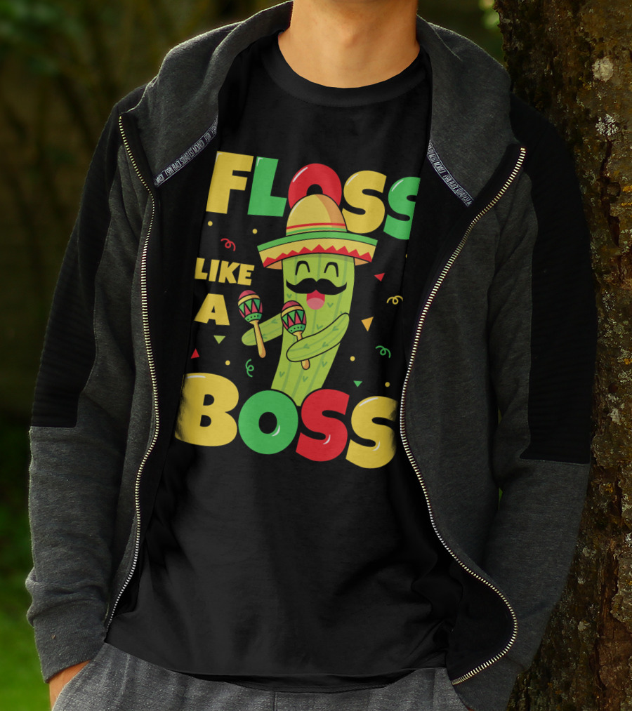 Floss Like A Boss Sombrero Maracas Fiesta Cinco De Mayo Celebrations T-Shirt