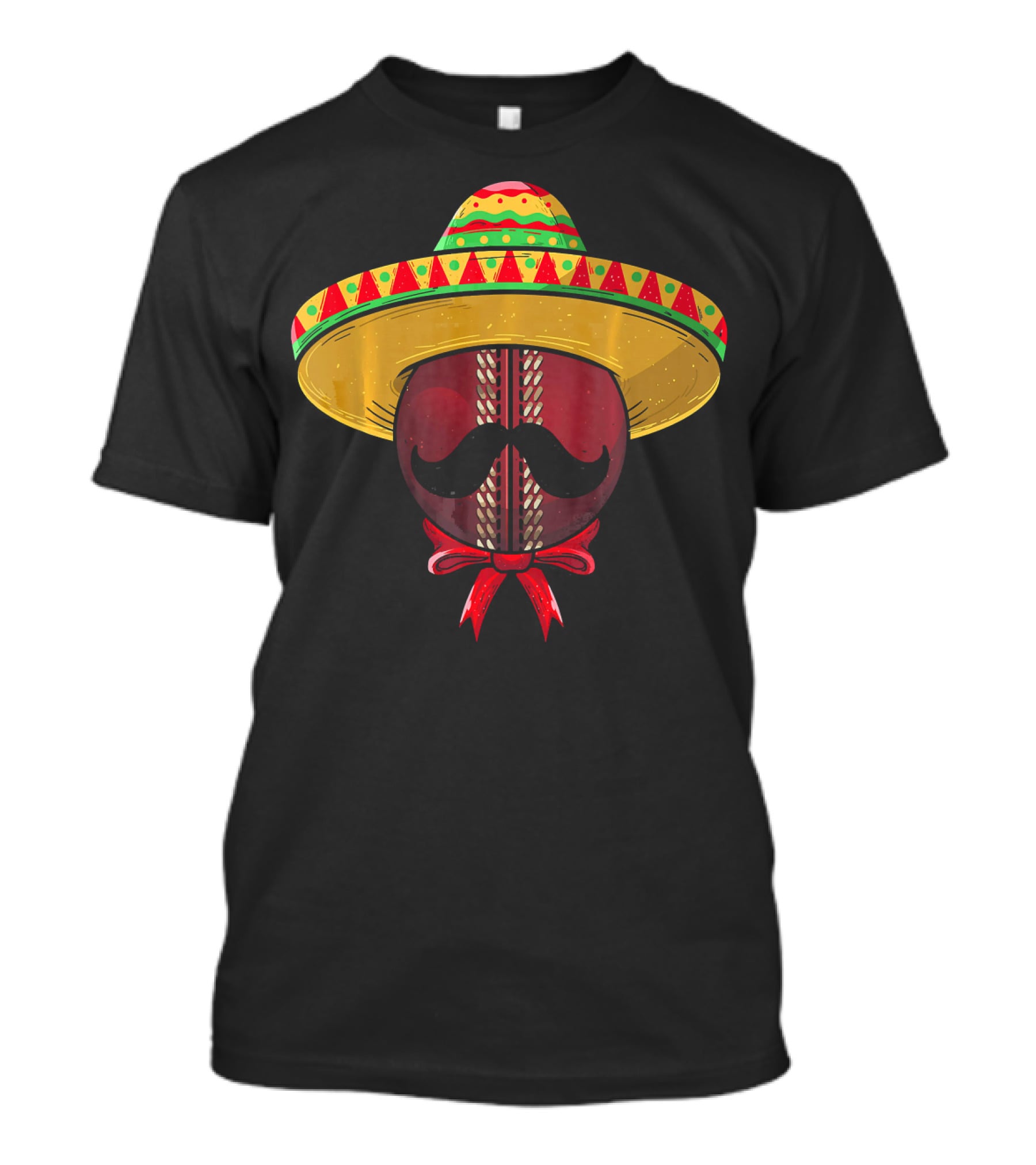 Cinco De Mayo Sombrero Cricket Ball Mustache T-Shirt
