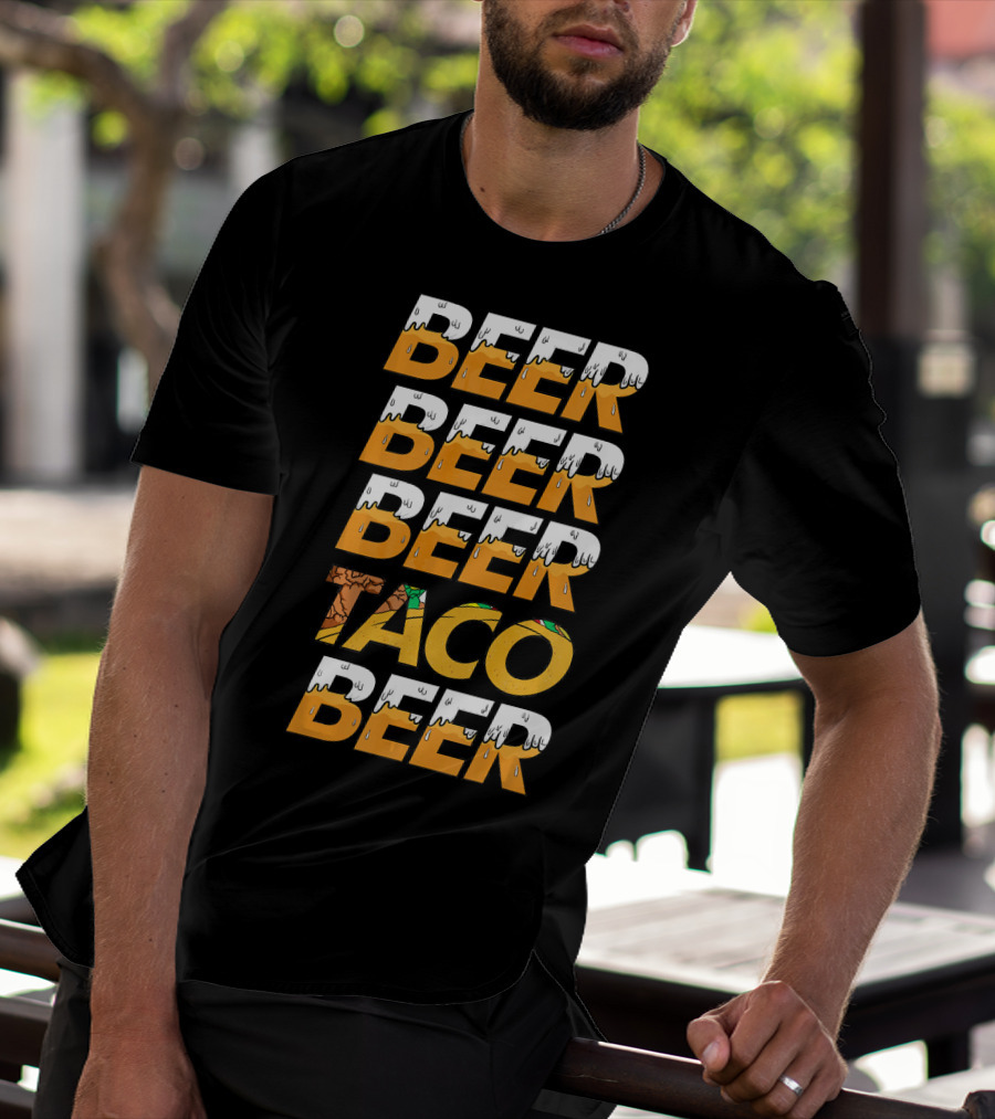 Beer Taco Beer Cinco De Mayo Funny Letter Print T-Shirt