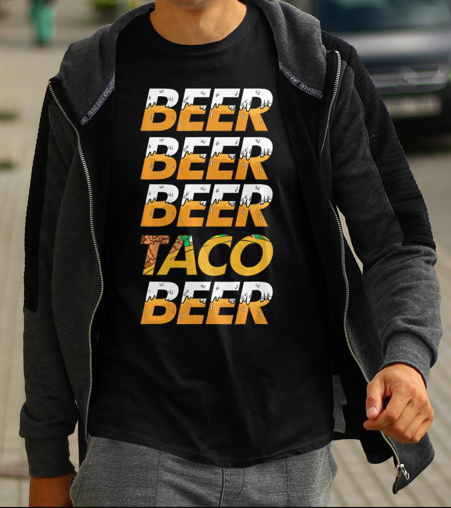 Beer Taco Beer Cinco De Mayo Funny Letter Print T-Shirt