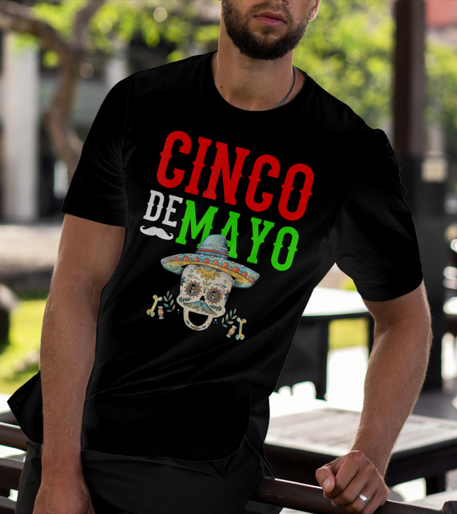 Cinco De Mayo Sugar Skull Sombrero T-Shirt