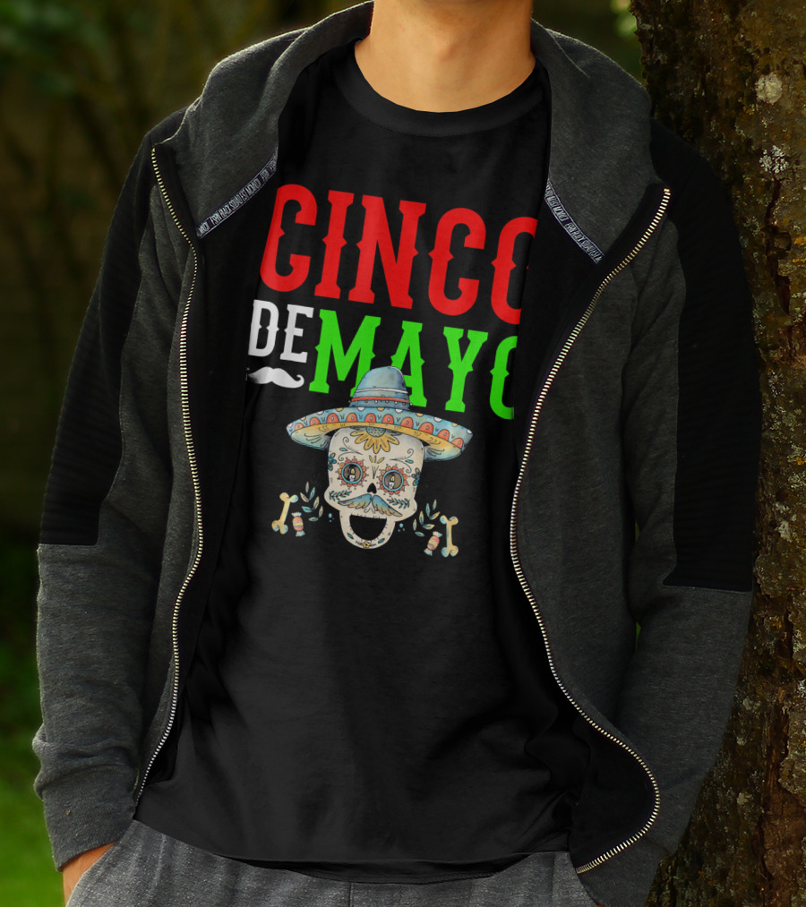 Cinco De Mayo Sugar Skull Sombrero T-Shirt
