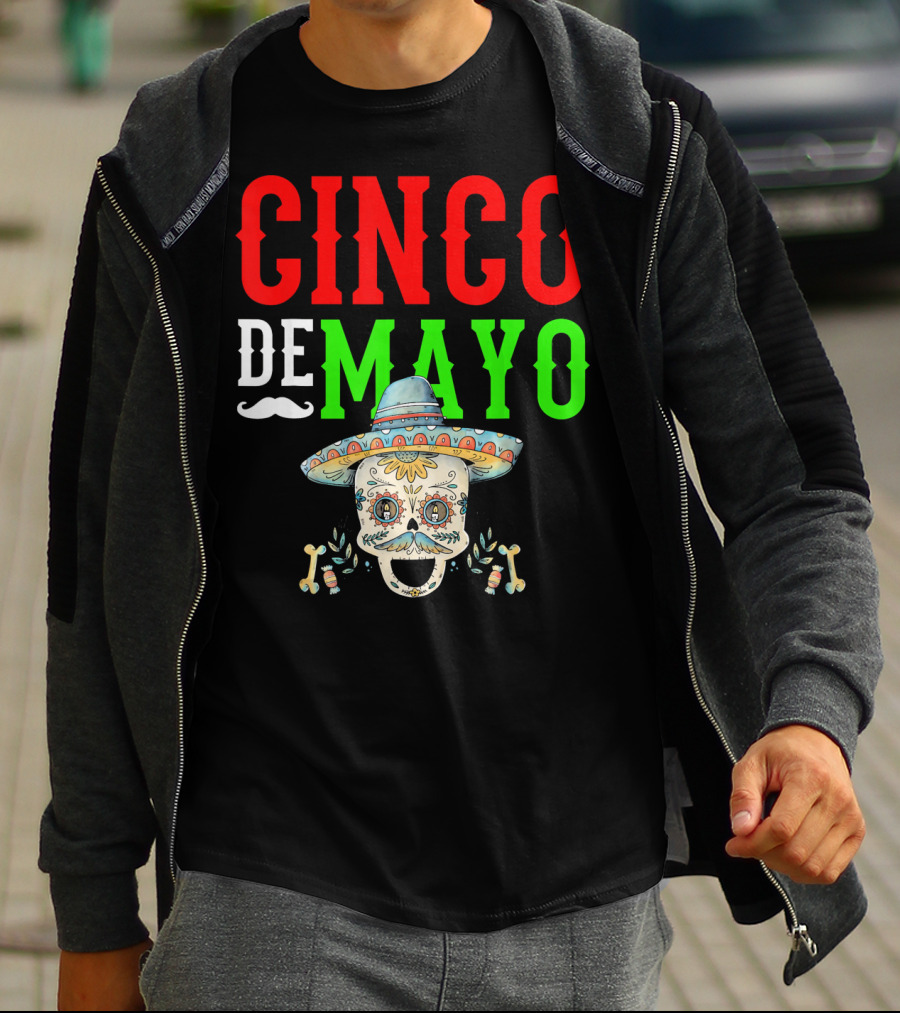 Cinco De Mayo Sugar Skull Sombrero T-Shirt