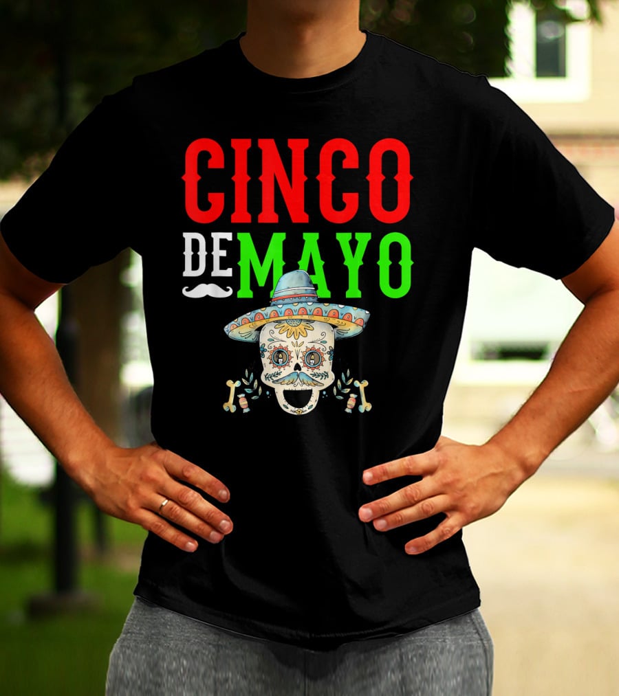 Cinco De Mayo Sugar Skull Sombrero T-Shirt