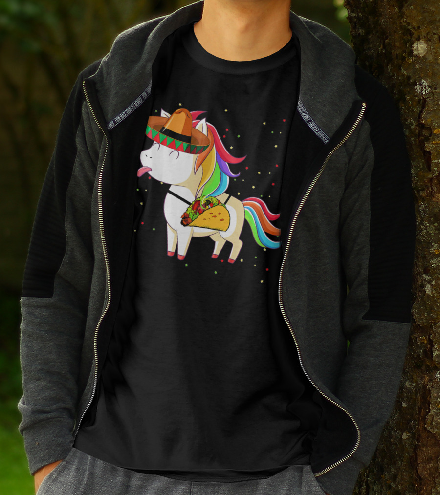 Sombrero Taco Unicorn Cinco De Mayo T-Shirt